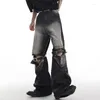 Heren Jeans 2023 Zomer Mode Patchwork Riem Denim Broek voor Mannen Hoge Taille Losse Rechte Hollow Out Tij 9a8932