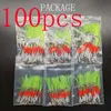 釣りフック100pcsロットフックルアーフィッシュキャストジグ有刺ベートシングルジグスレッドフェザーペスカボンスチールペッチェペッチェジー230809