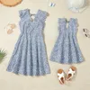 Familie Matching Outfits Moederdochter Matching jurken Familie Ruffled Sleeve mama en ik kleding Fashion Woman Girls kleding Outfits