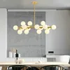 Kroonluchters Moderne LED Glazen Bol Nordic Restaurant Bar Keuken Woonkamer Eetkamer Opknoping Hanglampen Goud Zwart Suspen