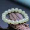 Link Bracelets Natural Hetian Jade Beads Bracelet Solid Beaded Strand Women Female Fine Jewelry Gifts 10MM