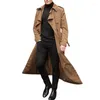 Men's Jackets Long Windbreaker Solid Color Double-Breasted Trend Casual Fashion Personality Temperament Coat With Belt