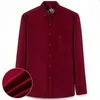 Men's Dress Shirts Mens Corduroy Shirt Dress Retro Casaul Long Sleeve Black Red Navy 100% Cotton Regular Fit Soft Leisure Overshirt Autumn Comfort 230809