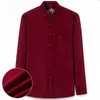 Chemises habillées pour hommes Chemise en velours côtelé pour homme Robe rétro Casaul à manches longues Noir Rouge Marine 100% coton Coupe régulière Doux Loisirs Surchemise Automne Confort 230809