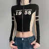 Женские куртки Darlingaga Harajuku Pactwork Zip Up Осенняя куртка Женская спортивная повседневная цифровая тощая палочка палочко