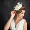 Headpieces White Feather Ribbon Bridal Hats Wedding Hat Women bow huvudbonad acsessoire för hår 2023