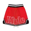 New Designer Shorts Rhude Summer Fashion Beach Pants Men High Quality Street Wear Red Blue Black Purple Mens Short PAEU PAEU