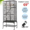 Cages à oiseaux Grande cage roulante de 69 po de hauteur avec support amovible noir 230810