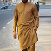 Men's Tracksuits Two-piece Outfits Embroidered Pocket Tops Pants Man Sets African Ethnic Costume Male Clothing TraditionalSets.