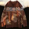 Męskie swetry śliczne niedźwiedź wierzchołek manifest men High Street Knitt Kniting Tops Autumn pullover luźne harajuku kawaii białe kobiety pary swetry 230810