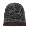 Bérets hiver homme mâle chaud tricoté Skullcap extérieur épaissir polaire doublé Bonnet casquette couleur unie rétro décontracté Bonnet chapeaux