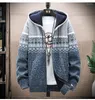 Men's Sweaters Printed Sweater Hooded Cardigan Cold Coat Wool Zipper Jacket Autumn And Winter Warm Fashion Guidelines Woven Pullover