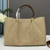 Raffia Handbag Purse Straw Woven Totes Bags Large Capacity Shopping Bags Fashion Letter Hollow Out Beach Tote Crossbody Bags Crochet Handbags Studs Strap 240218