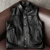 Men's Vests Genuine Leather Automotive Waistcoat Vest European Designer Natural Cow Coat Summer Top Tanks Cowhide Weskit Travel