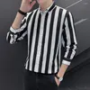 Men's Casual Shirts 2024 Spring Square Collar Wide Stripe Shirt Fashion Business Long Sleeve Ironing Men Drop Ship