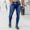 Erkekler için erkek kot pantolon sıska ağartılmış yıkanmış düz renkli streç kalem pantolon moda sokak kıyafeti ince denim pantolon mavi siyah 230810