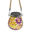 Mosaik Solar Lantern Glass Mason Jar Lamp utomhus hängande lampor LED -bordslampor Lawn Garden Decor