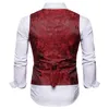 Men's Vests Men's Red Paisley Double Breasted Dress Vest Brand Slim Fit Formal Business Sleeveless Waistcoat Men Chaleco Hombre 2XL 230809