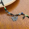 Pendant Necklaces Vintage Chinese Style Butterfly Beaded Necklace For Women Handmade Natural Stone Jewelry Dropship