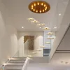Ljuskronor ljuskrona för roterande trappmodern LED hängande upphängningslampor i duplexlägenheten El Villa lobbybelysning Lysning armatur
