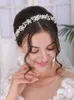 Wedding Hair Jewelry Silver Tiara Wedding Headdress Shiny Pearl Luxury Headband Elegant Women Hair Jewelry Set Bridal Hair Accessories 230809