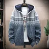 Men's Sweaters Printed Sweater Hooded Cardigan Cold Coat Wool Zipper Jacket Autumn And Winter Warm Fashion Guidelines Woven Pullover