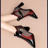 Klänningsskor Storlek 35-40 Summer Red/Black High Heels Pointed Pumps Heel Sandal For Women Sexig lyx Kvinnliga andningsskor