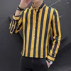 Men's Casual Shirts 2024 Spring Square Collar Wide Stripe Shirt Fashion Business Long Sleeve Ironing Men Drop Ship