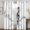 Curtain Modern Black Guitar Notes Instrument Piano Thin Window Curtains For Living Room Bedroom Decor Drape 2 Pieces