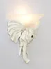 Lampada da parete Elefante retrò Testa di animale Resina Personalità creativa Scala Casa Soggiorno Corridoio Decorazione avorio