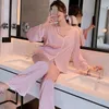 Kvinnors sömnkläder Kvinnor Sleep Suit Satin 2st Shirtpants PJS Set Nightwear Lounge Wear Casual Pyjamas Summer Soft Lingerie Pijamas