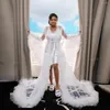 Women's Sleepwear Puffy White Bridal Dress Extra Fluffy Tulle Dresses For Women Full Sleeves-Long Wedding Party Prom Dresse Boudoir Pajamas