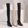 Boots Sgesvier مثير الفخذ عالية الحذاء الكعب المرن الجلود على الركبة الخريف الشتاء الحفل الحفلات الطويلة 230809