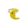 Backs Coldings Ins 1PC w stylu koreański żółty emalia księżyc dla kobiet klip z mankietu do uszu na nie piercing Y2K Jewelry Akcesoria Prezent