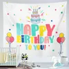 Tapeleries Happy Birthday Tapestry Lovely Cartoon Robot Tapestries Kids Room Decor Wall Covering Party vardagsrum Bakgrund Väggduk R230810