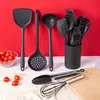 Utensilios de cocina Juego de silicona negra Espátula antiadherente Pala Cuchara de sopa Herramientas Accesorios de herramientas de cocina sin BPA 230809