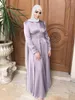 Ubranie etniczne satyna Abayas muzułmańska sukienka pełna długość rękawa miękka błyszcząca Abaya Dubai Turcja islam szata kobiety Ramadan eid djellaba femme