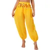 Stage Wear Womens Belly Dance Costume Sequins Side Split Chiffon Bloomers Trousers Semi See-Though Loose Pants Performance Dancewear