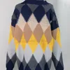 Women s Knits Tees Colorfaith Plaid Chic Cardigans Button Puff Sleeve Checkered Oversized Sweaters Winter Spring Sweater Tops SW658 230809