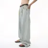 Męskie dżinsy IEFB w stylu koreańskim Mężczyźni drukujący Summer Lose proste spodnie dżinsowe sprawiły, że moda stary stary bar barwnik
