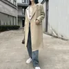 レディーストレンチコート高品質の長いロングとジャケット秋の服ファッションパッチワークオープンラインデザイン女性ストリートウェア用ノッチコート