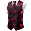 Herrvästar hi-tie Silk Mens Vest Tie Hanky ​​Cufflinks Set Jacquard Floral Paisley Waistcoat ärmlös jacka slips för manligt bröllopsarbete 230809