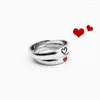 Cluster Rings Cute Heart Pairing Couple Lovers For Men Women Silver Color Adjustable Open Finger Romântico Jóias Acessórios