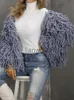 Women's Jackets Herstory 2022 Fashion Coat Autumn Winter New Faux Fur Plush Fringed Sweater Coat Knitted Top Women J230810