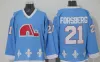 Quebec''northerners''men's Retro Jerseys Hockey 13 Mats Sundin 21 Peter Forsberg 26 Peter Stastny 19 Joe Sakic Blue White Uniform Scustom الرجال