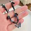 Pendant Necklaces Vintage Chinese Style Butterfly Beaded Necklace For Women Handmade Natural Stone Jewelry Dropship