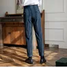 Mens 팬츠 고품질 코듀로이 바지 팬츠 맨 맨 허리 사무실 드레스 바지 이탈리아 남자 사업 Pantalon Para Hombres 230809