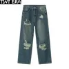 Hommes Jeans TINT ERA Déchiré pour Hommes Pantalon Large Hip Hop Distressed Denim Pantalon Mâle Vintage Casual Streetwear Japonais 230809