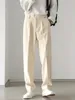 Men's Pants Casual Spring Autumn Oversize Elegant Wide Leg Trousers Japanese Simple Solid Beige Straight Corduroy