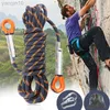 Rockskydd 1 st 8mm tjocklek Tree Rock Climbing Safety Sling Cord Rappelling Rope Equipment för utomhussport (svart och orange 5 meter) HKD230810